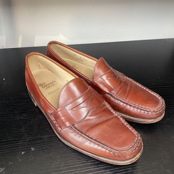 Allen Edmonds Hanover Brown Leather Moc Toe Penny Loafer Dress Shoe Mens US 10 B - Picture 1 of 12